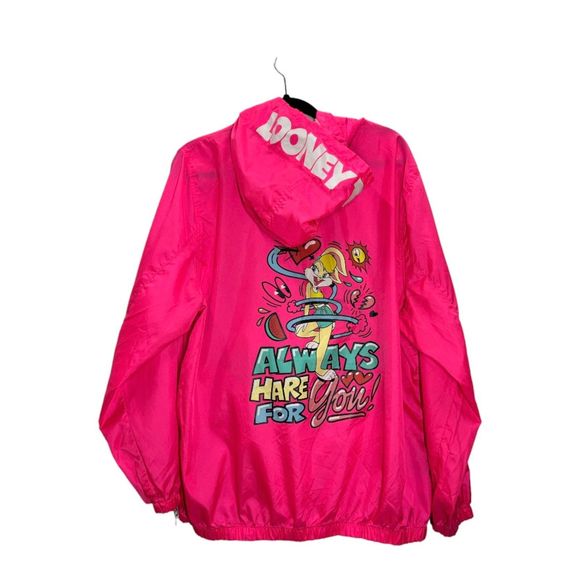 Members Only windbreaker looney tunes Women's XL pink pullover jacket Bugs Bunny - Picture 1 of 12